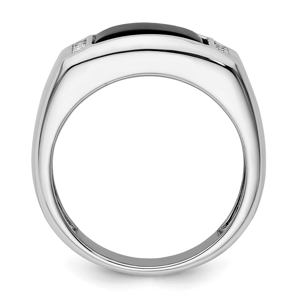 14k White Gold 1/5 ct Lab Grown Dia VS/SI+ G+ & Onyx Comp Men's Ring
