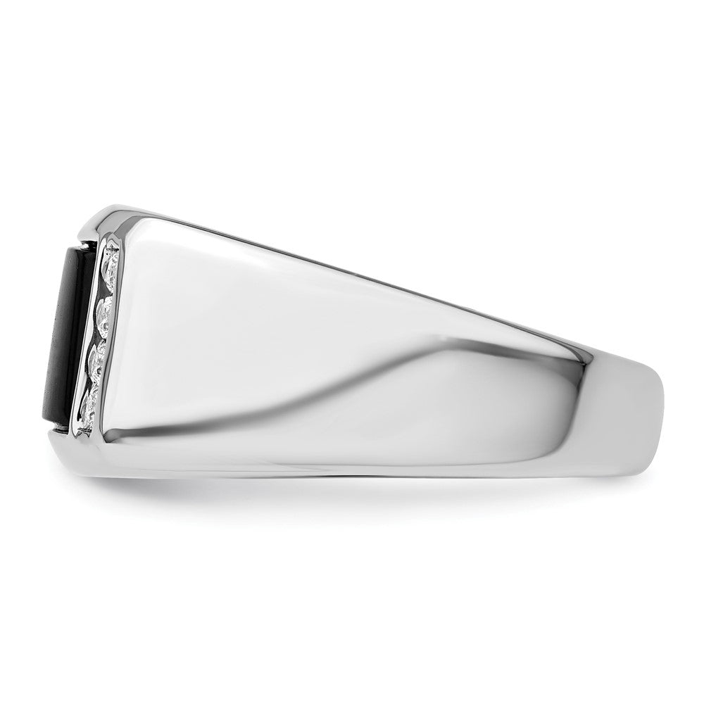 14k White Gold 1/5 ct Lab Grown Dia VS/SI+ G+ & Onyx Comp Men's Ring