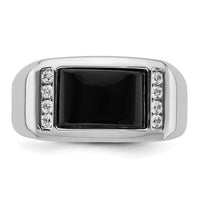 14k White Gold 1/5 ct Lab Grown Dia VS/SI+ G+ & Onyx Comp Men's Ring