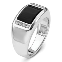 14k White Gold 1/5 ct Lab Grown Dia VS/SI+ G+ & Onyx Comp Men's Ring