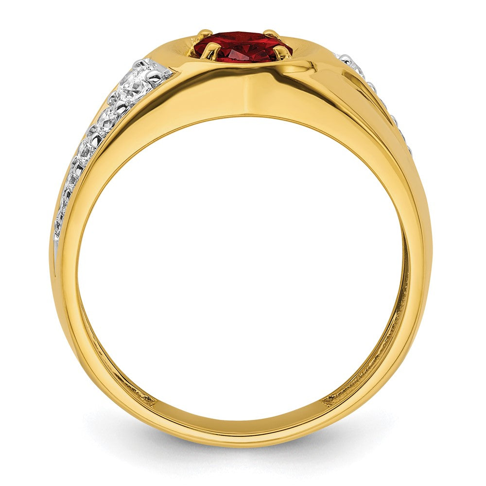 14k 3/8 ct Lab Grown Dia VS/SI+ G+ & Cr Ruby Complete Men's Ring