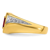14k 3/8 ct Lab Grown Dia VS/SI+ G+ & Cr Ruby Complete Men's Ring