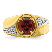 14k 3/8 ct Lab Grown Dia VS/SI+ G+ & Cr Ruby Complete Men's Ring