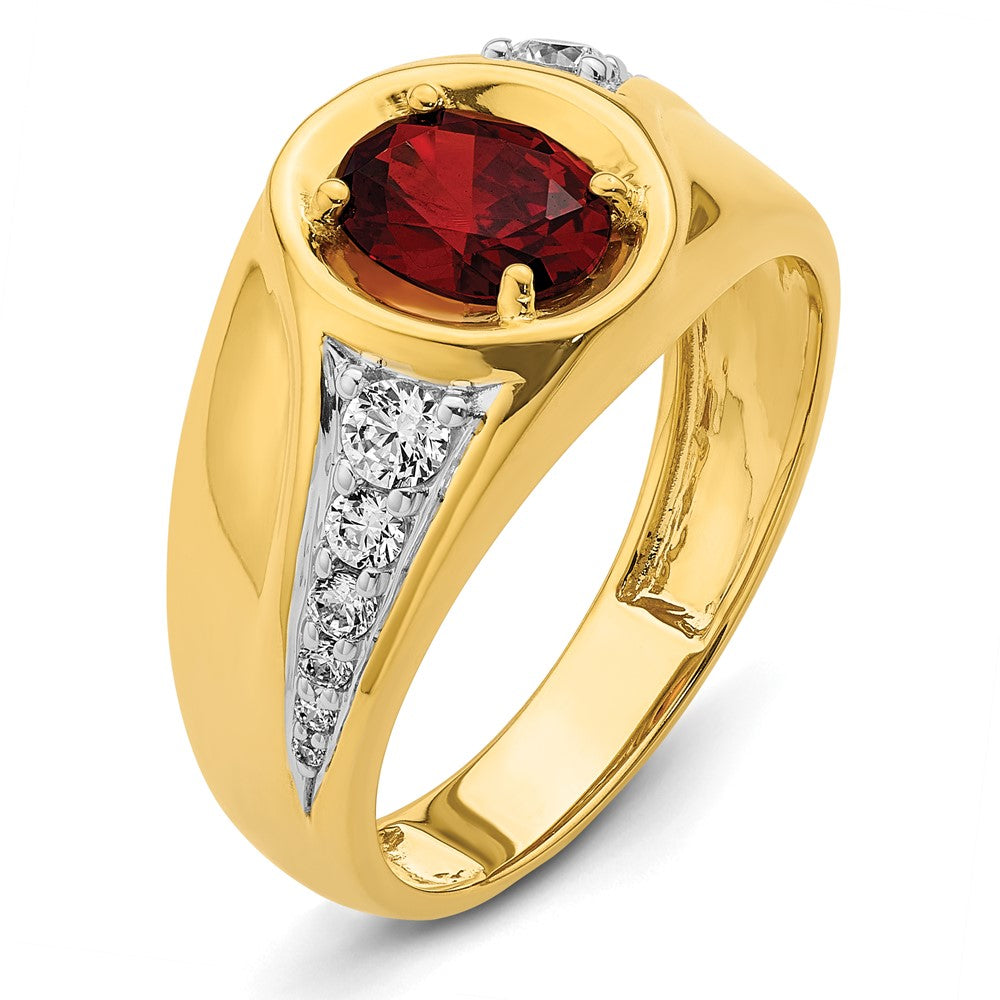 14k 3/8 ct Lab Grown Dia VS/SI+ G+ & Cr Ruby Complete Men's Ring