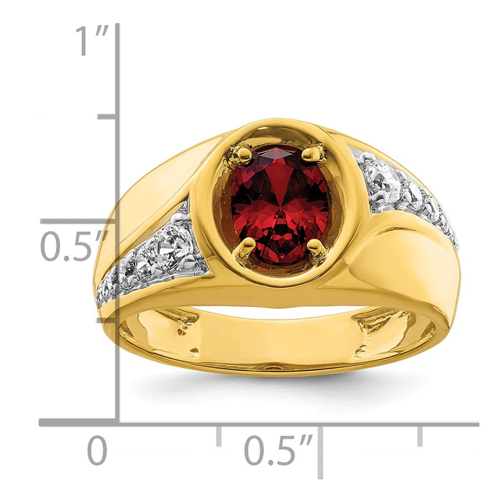 14k 3/8 ct Lab Grown Dia VS/SI+ G+ & Cr Ruby Complete Men's Ring