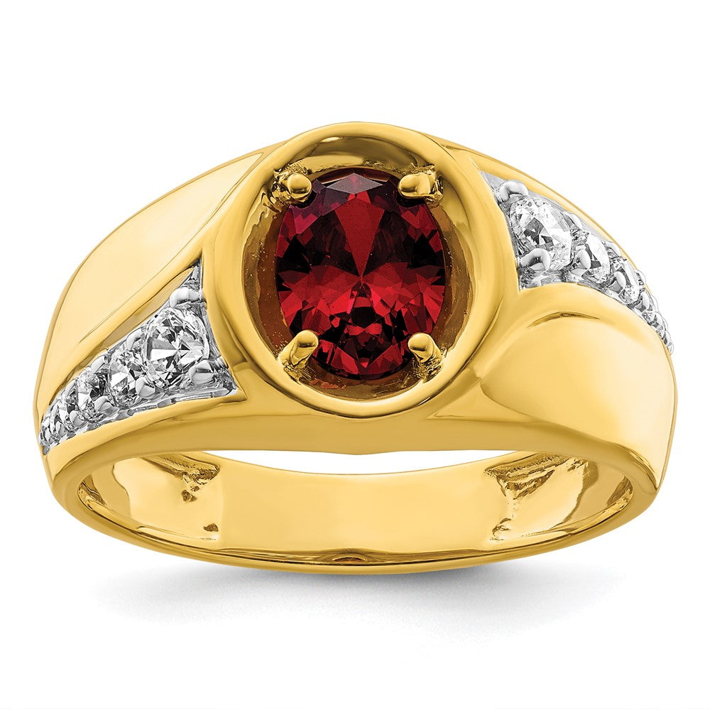 14k 3/8 ct Lab Grown Dia VS/SI+ G+ & Cr Ruby Complete Men's Ring