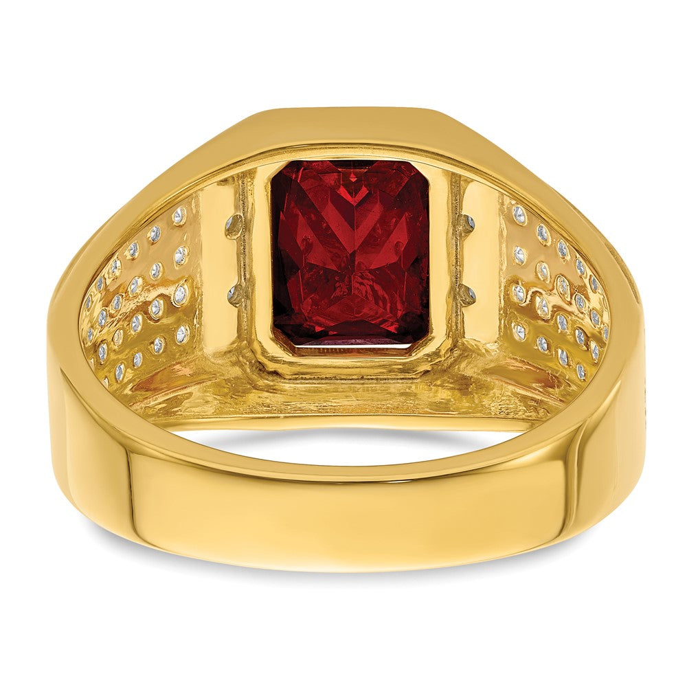 14k w/Rhodium 3/4 ct Lab Grown Dia VS/SI+ G+ & Cr Ruby Comp Men's Ring