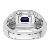 14k White Gold 1/4 ct Lab Grown Dia VS/SI+ G+ & Cr Sapphire Comp Men's Ring