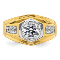 14k Two Tone 1 1/5 ct Lab Grown Diamond VS/SI+ G+ Complete Men's Ring
