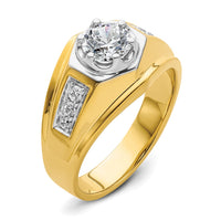 14k Two Tone 1 1/5 ct Lab Grown Diamond VS/SI+ G+ Complete Men's Ring