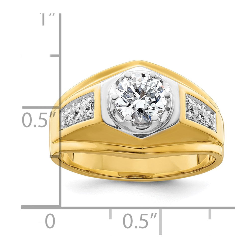 14k Two Tone 1 1/5 ct Lab Grown Diamond VS/SI+ G+ Complete Men's Ring