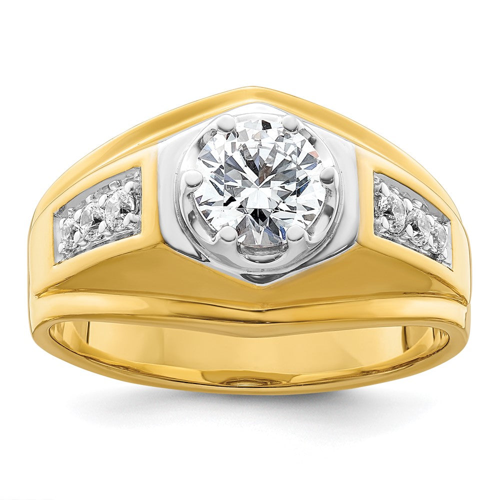 14k Two Tone 1 1/5 ct Lab Grown Diamond VS/SI+ G+ Complete Men's Ring