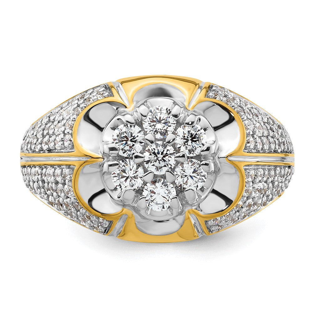 14k Two-Tone 1 1/4 ct Lab Grown Diamond VS/SI+ G+ Comp Men's Cluster Ring