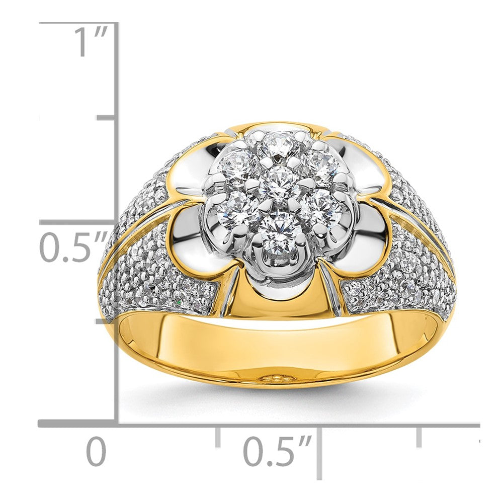 14k Two-Tone 1 1/4 ct Lab Grown Diamond VS/SI+ G+ Comp Men's Cluster Ring