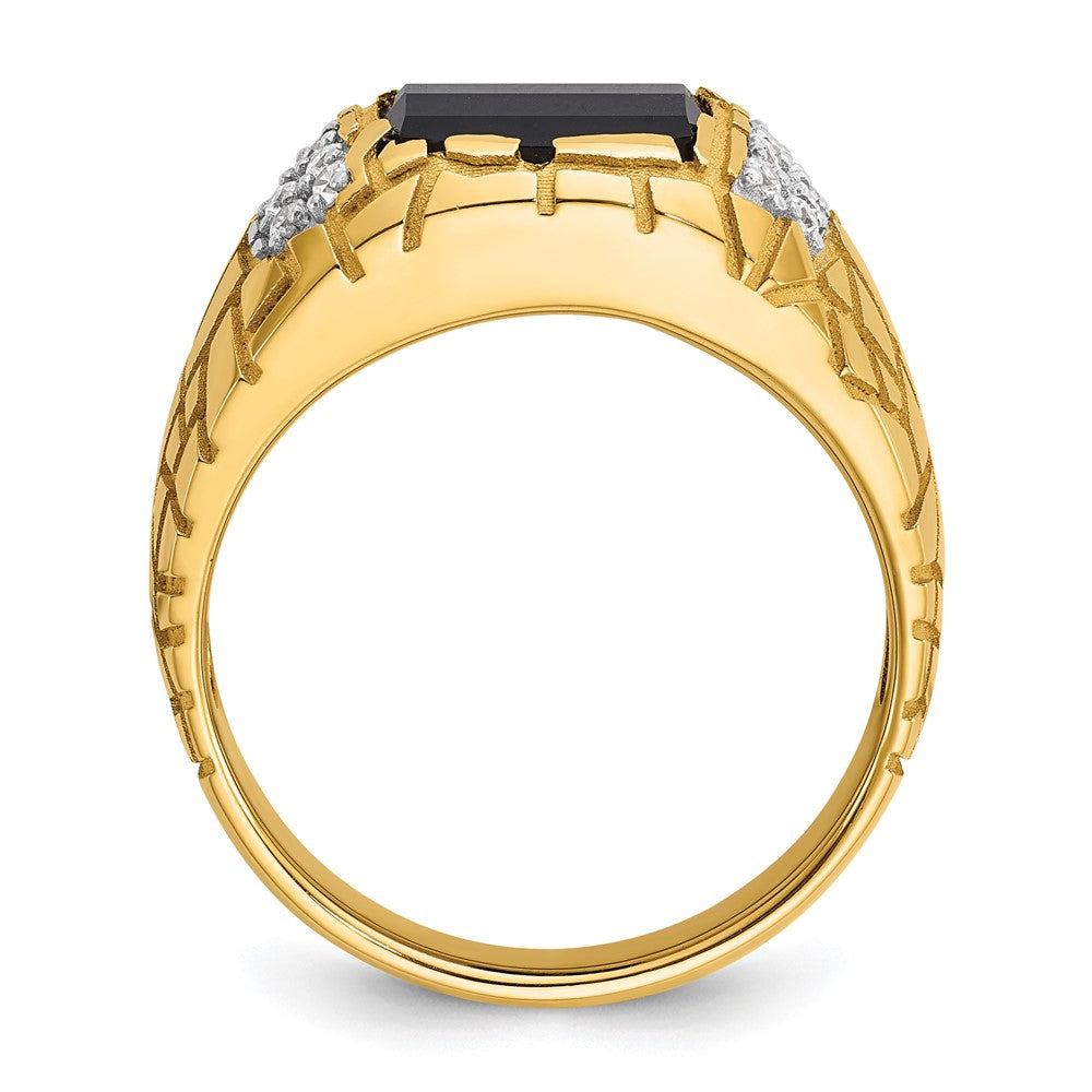 14k 1/4 ct Lab Grown Dia VS/SI+ G+ & Onyx Comp Nugget Men's Ring