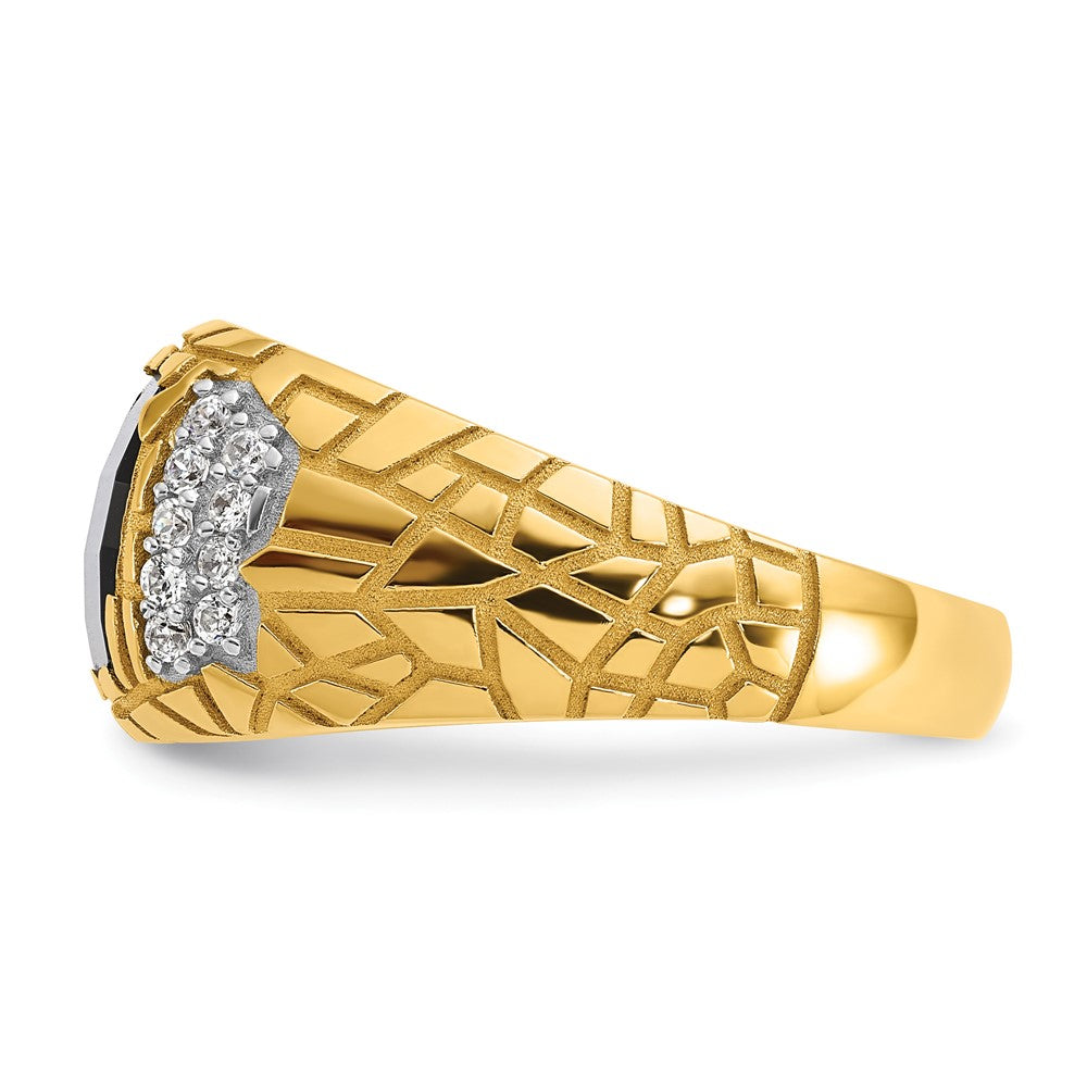14k 1/4 ct Lab Grown Dia VS/SI+ G+ & Onyx Comp Nugget Men's Ring