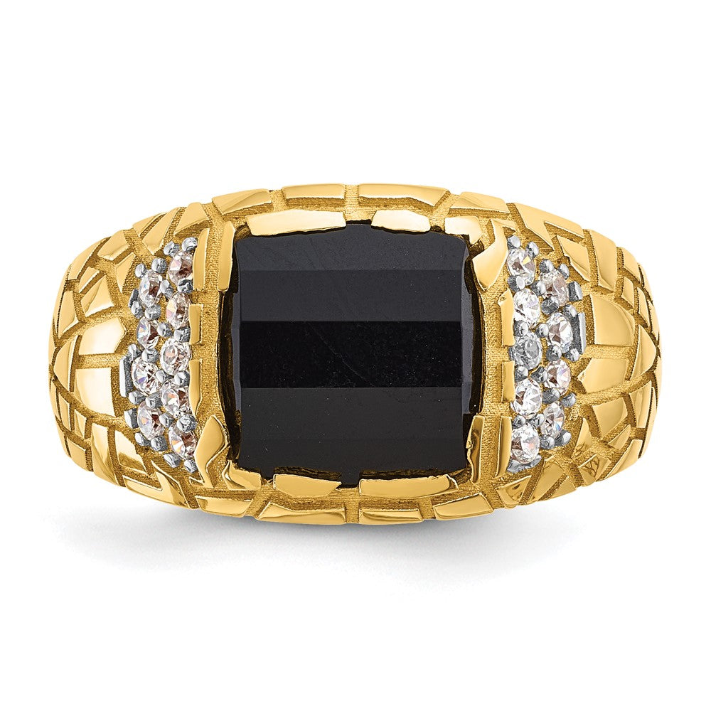 14k 1/4 ct Lab Grown Dia VS/SI+ G+ & Onyx Comp Nugget Men's Ring