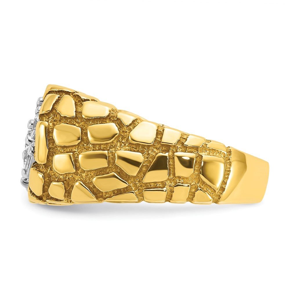 14k Two-Tone 1 ct Lab Grown Dia VS/SI+ G+ Textured Cluster Nugget Ring
