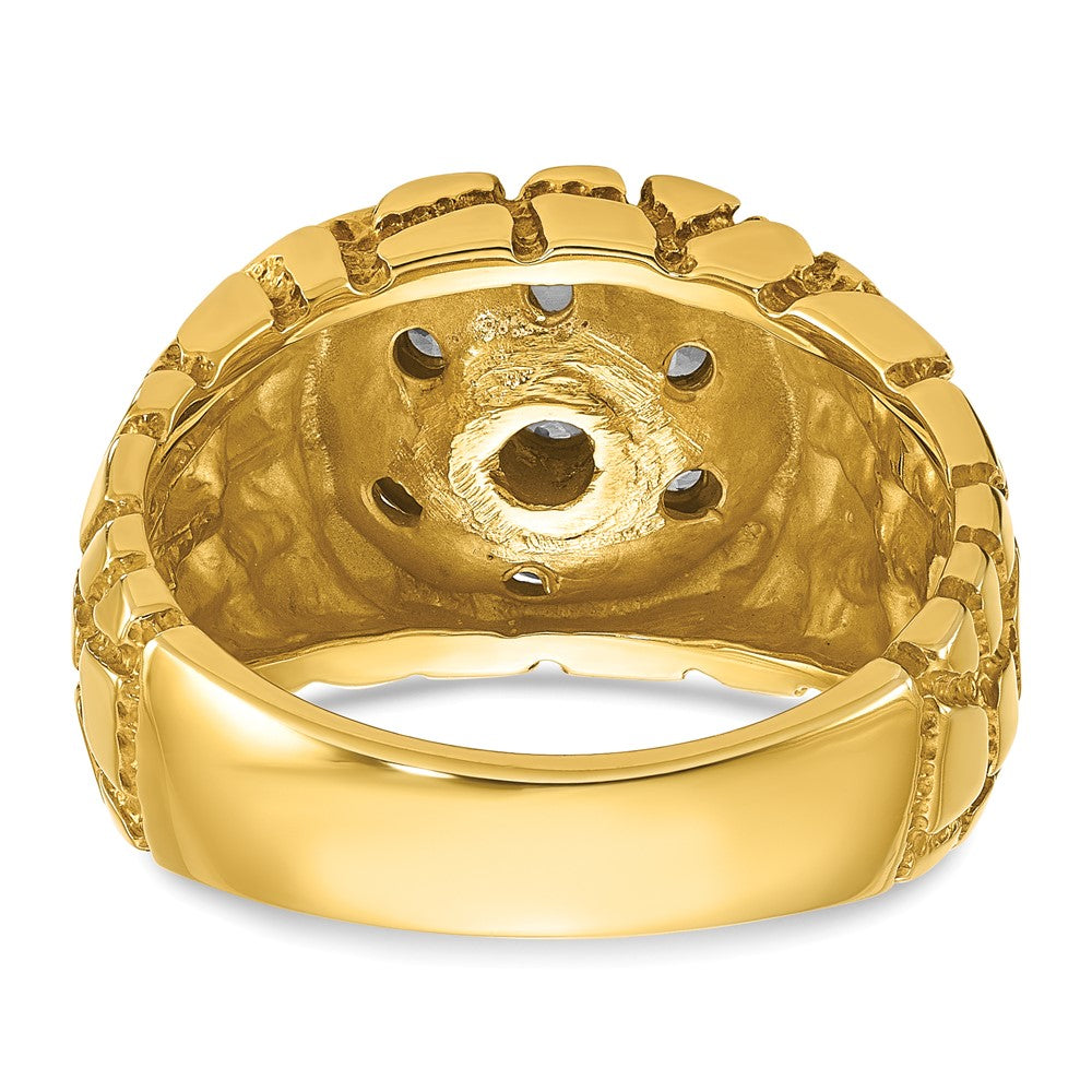 14k Two-Tone 1 ct Lab Grown Dia VS/SI+ G+ Textured Cluster Nugget Ring