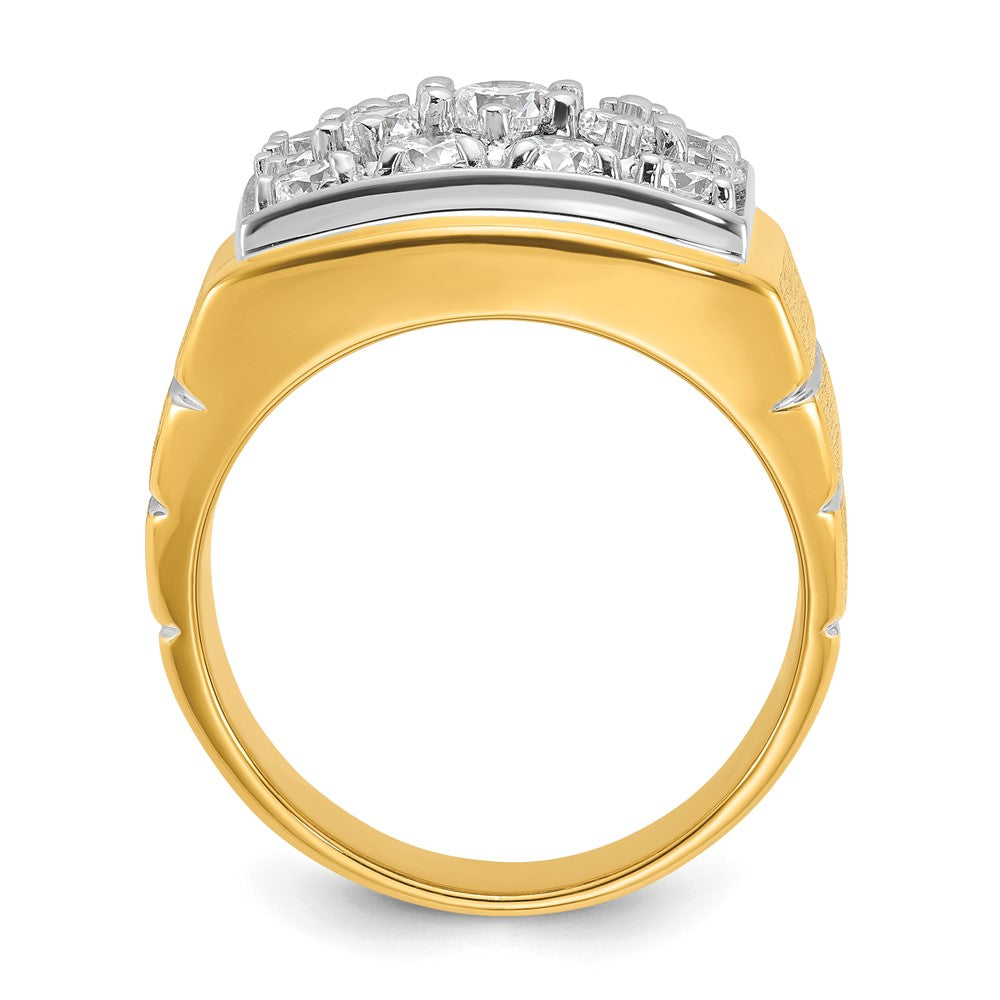 14k w/ White Rhodium 1 7/8 ct Lab Grown Dia VS/SI+ G+ Men's Cluster Ring
