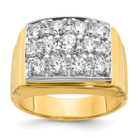 14k w/ White Rhodium 1 7/8 ct Lab Grown Dia VS/SI+ G+ Men's Cluster Ring