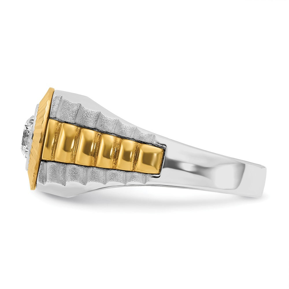 14k Two Tone 3/8 ct Lab Grown Diamond VS/SI+ G+ Complete Men's Ring