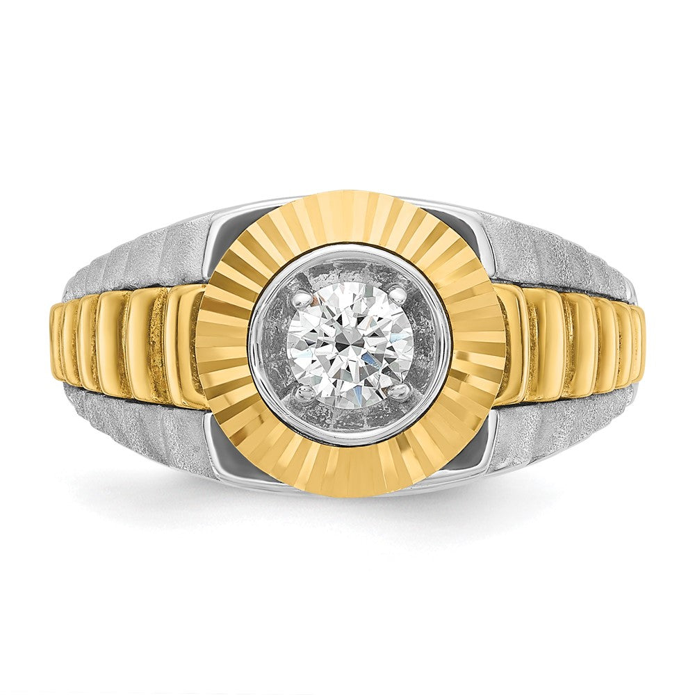 14k Two Tone 3/8 ct Lab Grown Diamond VS/SI+ G+ Complete Men's Ring