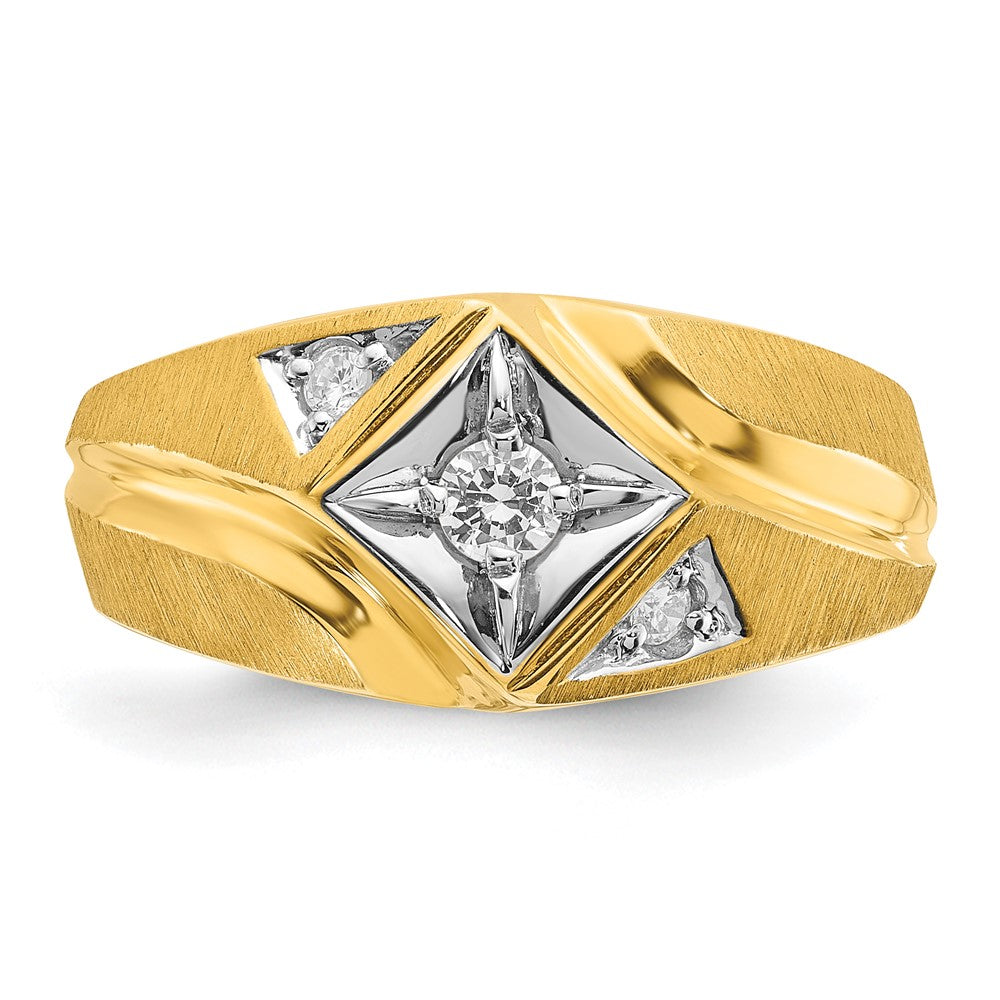 14k with White Rhodium 1/5 ct Lab Grown Dia VS/SI+ G+ Comp Men's Ring