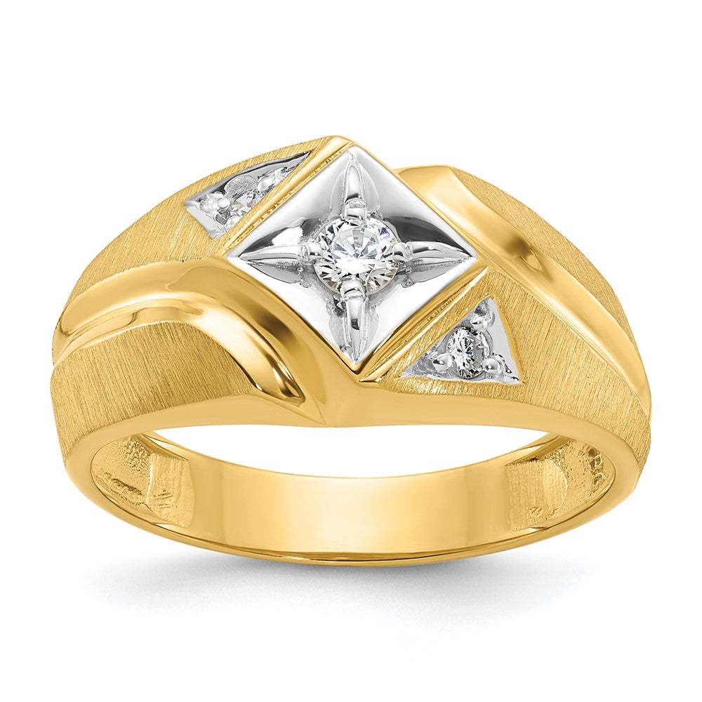 14k with White Rhodium 1/5 ct Lab Grown Dia VS/SI+ G+ Comp Men's Ring
