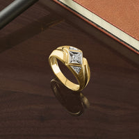 14k with White Rhodium 1/5 ct Lab Grown Dia VS/SI+ G+ Comp Men's Ring