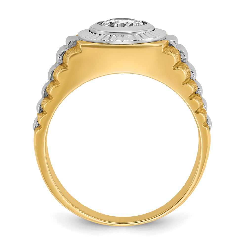 14k Two Tone 1 ct Lab Grown Diamond VS/SI+ G+ Complete Men's Ring