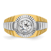14k Two Tone 1 ct Lab Grown Diamond VS/SI+ G+ Complete Men's Ring
