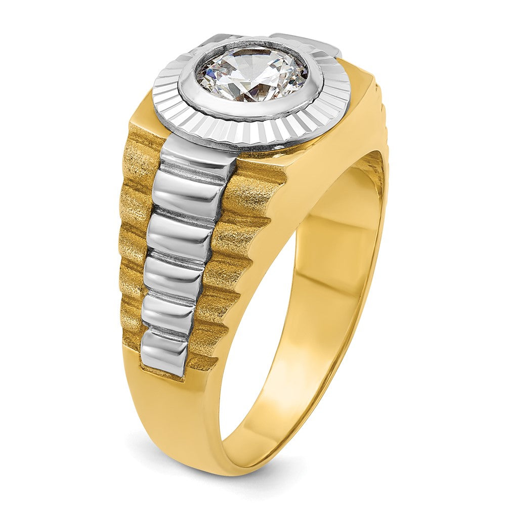 14k Two Tone 1 ct Lab Grown Diamond VS/SI+ G+ Complete Men's Ring
