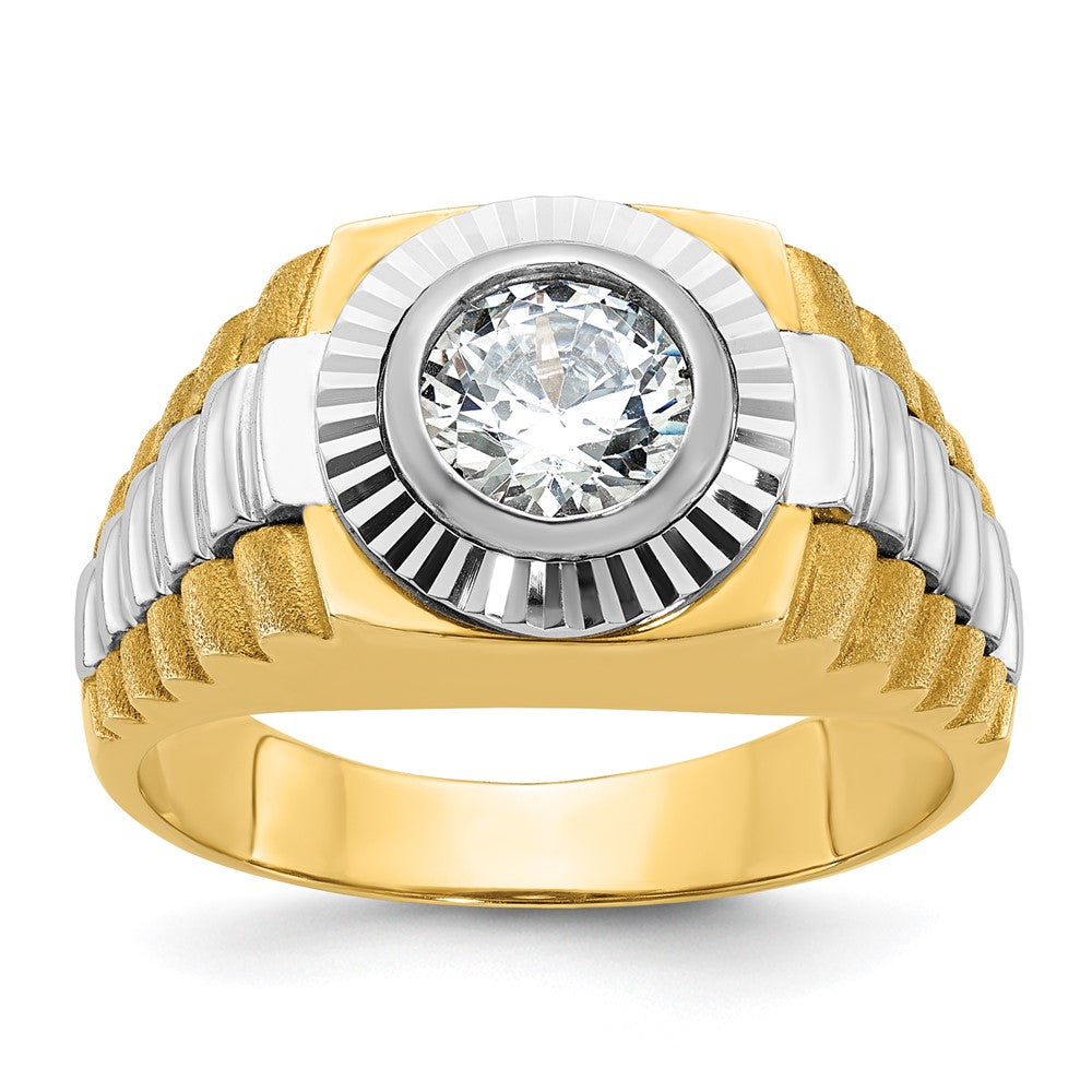 14k Two Tone 1 ct Lab Grown Diamond VS/SI+ G+ Complete Men's Ring