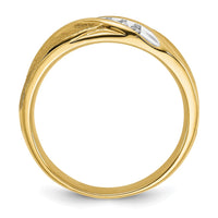 14k 1/10 ct Lab Grown Diamond VS/SI+ G+ Comp Polished/Satin Men's Ring