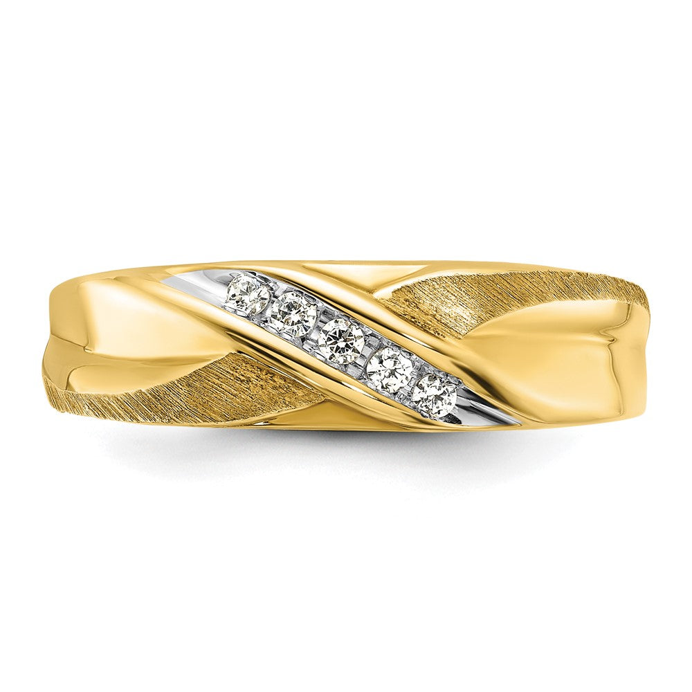 14k 1/10 ct Lab Grown Diamond VS/SI+ G+ Comp Polished/Satin Men's Ring