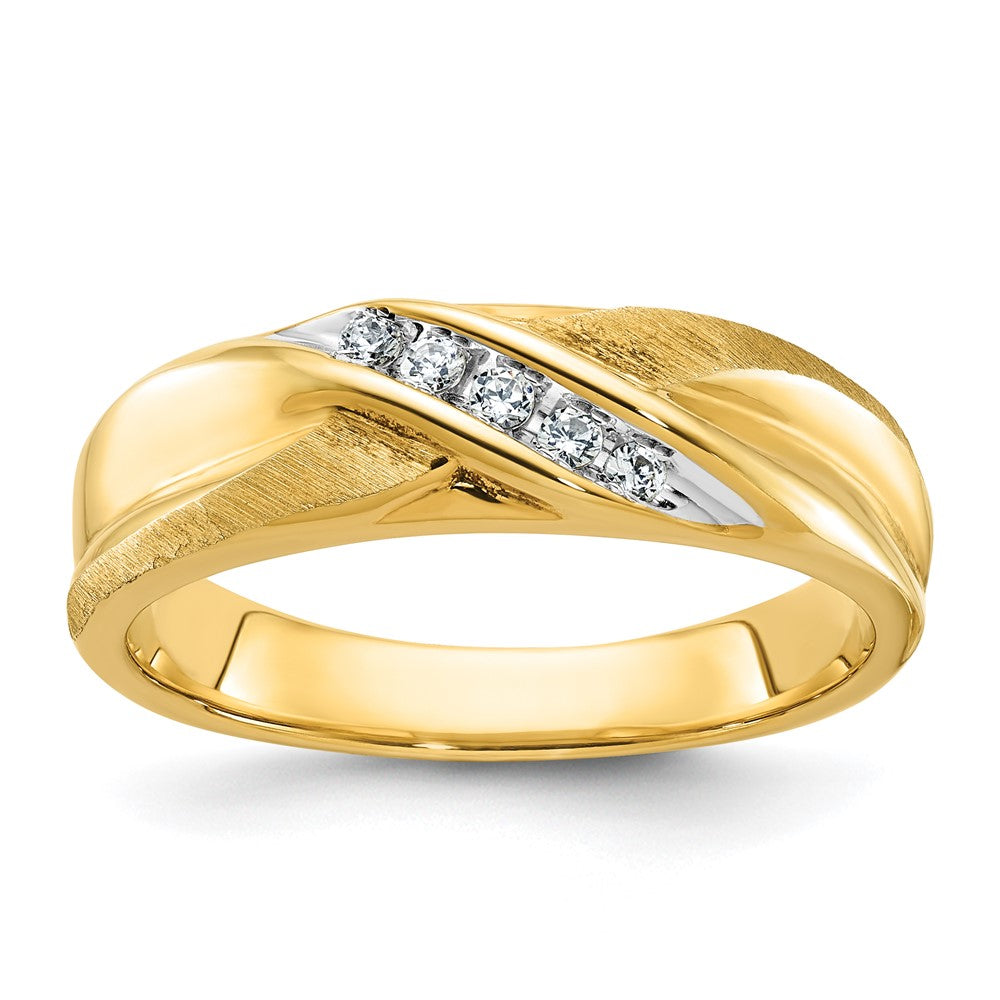 14k 1/10 ct Lab Grown Diamond VS/SI+ G+ Comp Polished/Satin Men's Ring