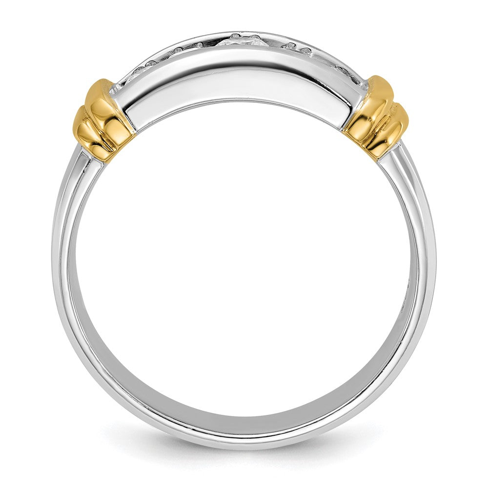 14k Two-tone 1/2 ct Lab Grown Diamond VS/SI+ G+ 5 Stone Comp Men's Ring