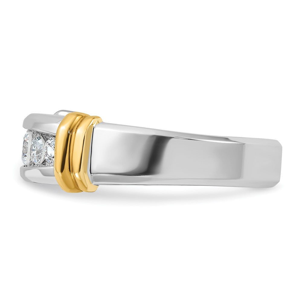 14k Two-tone 1/2 ct Lab Grown Diamond VS/SI+ G+ 5 Stone Comp Men's Ring