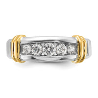 14k Two-tone 5 Stone Polished Men's Ring Mounting