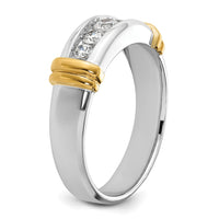 14k Two-tone 1/2 ct Lab Grown Diamond VS/SI+ G+ 5 Stone Comp Men's Ring