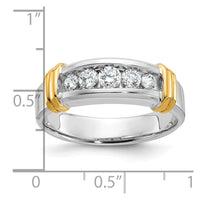 14k Two-tone 5 Stone Polished Men's Ring Mounting