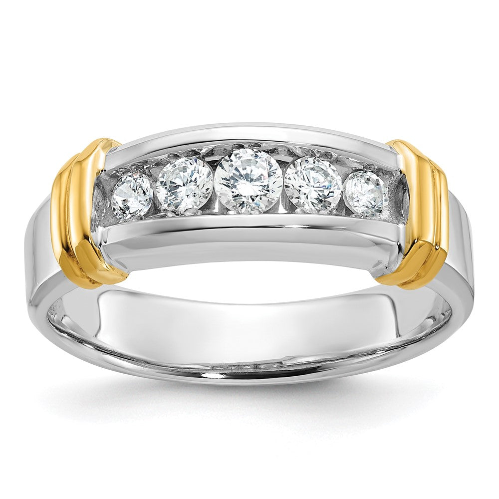 14k Two-tone 1/2 ct Lab Grown Diamond VS/SI+ G+ 5 Stone Comp Men's Ring