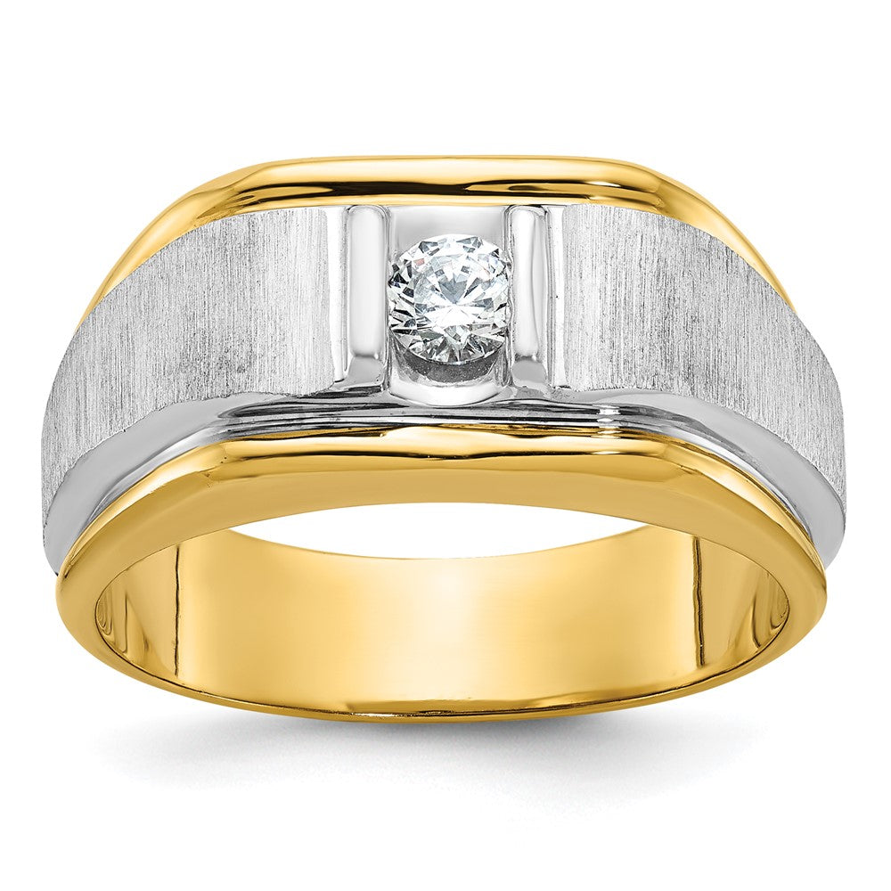 14k Two-tone 1/4 ct Lab Grown Diamond VS/SI+ G+ Complete Men's Ring