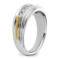 14k Two-tone 1/2 ct Lab Grown Diamond VS/SI+ G+ Comp 5 Stone Men's Ring