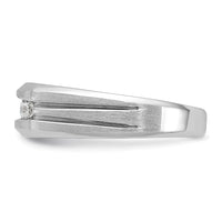 14k White Gold Polished/Satin/Grooved 5 Stone Men's Ring Mounting