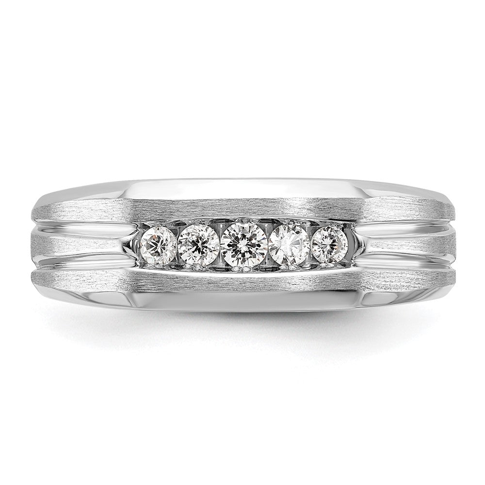 14k White Gold 1/4 ct Lab Grown Diamond VS/SI+ G+ Comp 5 Stone Men's Ring