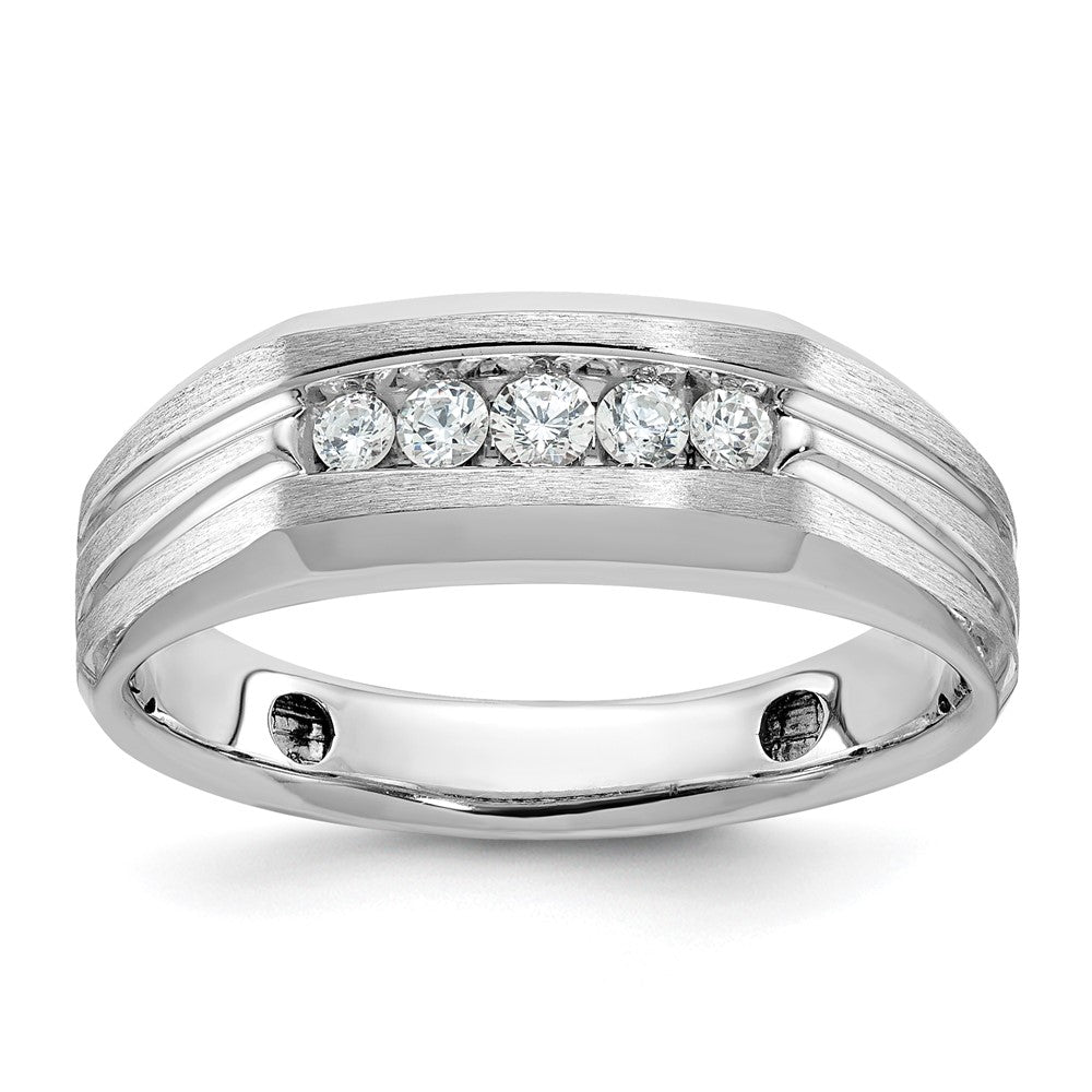 14k White Gold 1/4 ct Lab Grown Diamond VS/SI+ G+ Comp 5 Stone Men's Ring