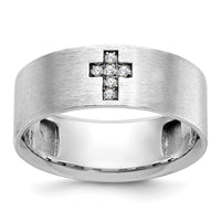 14k White Gold 1/20 ct Lab Grown Dia VS/SI+ G+ Complete Cross Men's Ring