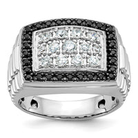 14k White Gold 1 ct Lab Grown Dia VS/SI+ G+ & Black Dia Comp Cluster Ring